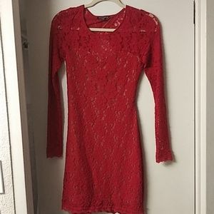 Red long sleeve dress